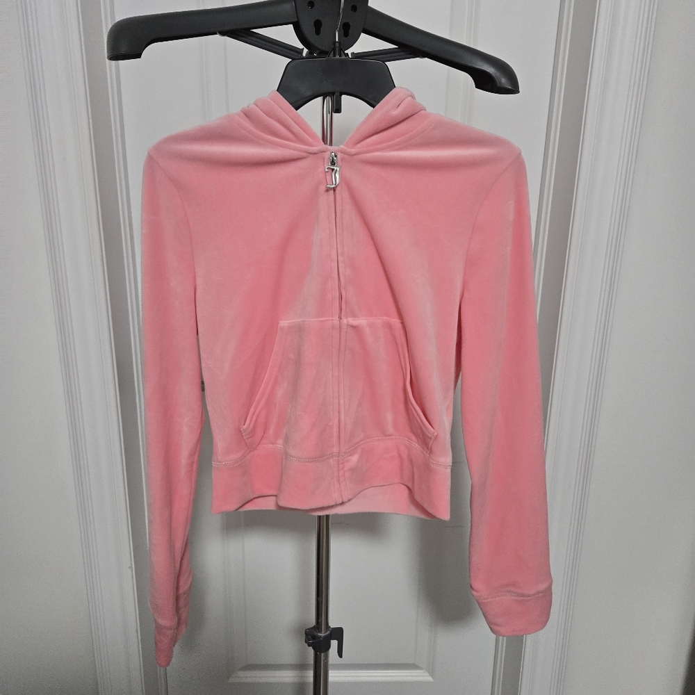 Juicy Couture Flamingo Velour Zip-Up Hoodie